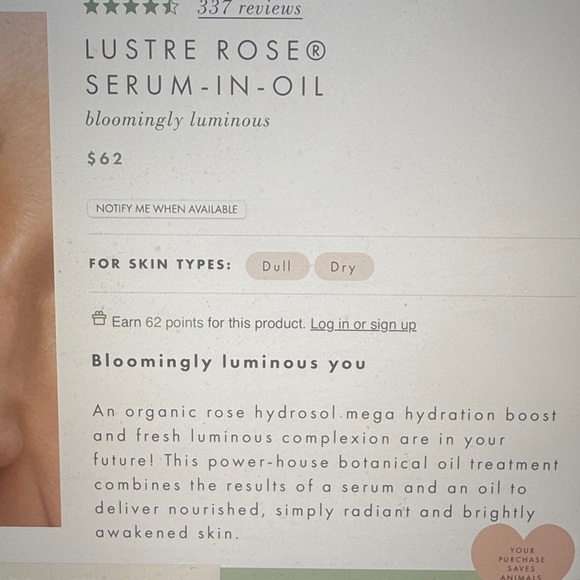 Lustre Rose Serum - farmhouse fresh nib gift set with the compact mirror - Picture 7 of 8